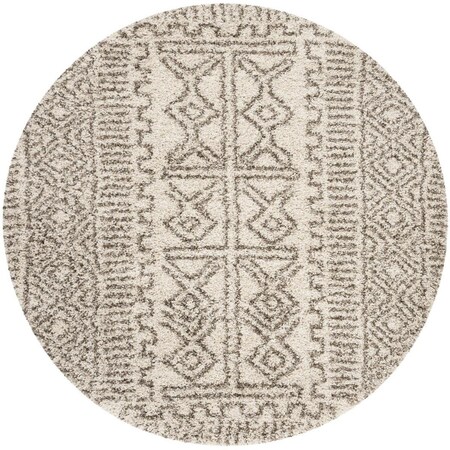 Safavieh Hudson Shag 300 Power Loomed Round Area Rug, Ivory and Grey - 5 x 5 ft. SGH376A-5R